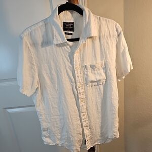 Abercrombie & Fitch Men's Cream Button Down Shirt